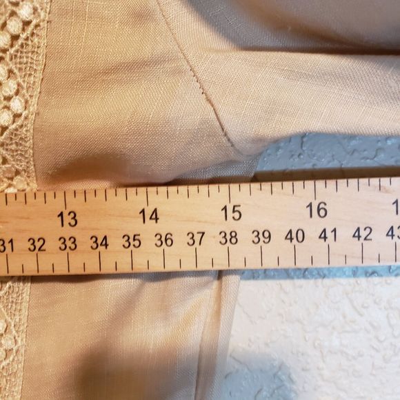 Jessica McClintock Vintage Beige Linen Peplum Ruffle Dress Exquisite, Sz 6 - Picture 16 of 16